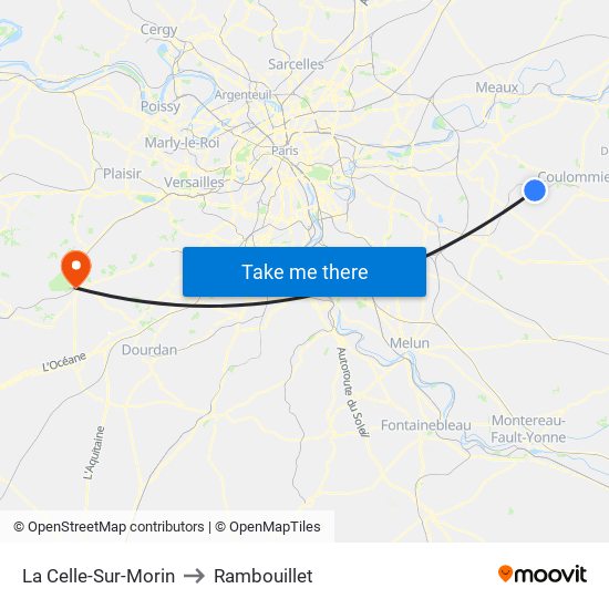 La Celle-Sur-Morin to Rambouillet map