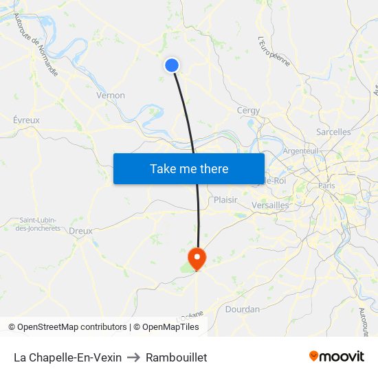 La Chapelle-En-Vexin to Rambouillet map