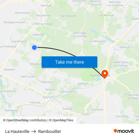 La Hauteville to Rambouillet map