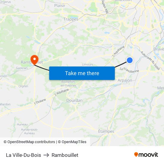 La Ville-Du-Bois to Rambouillet map