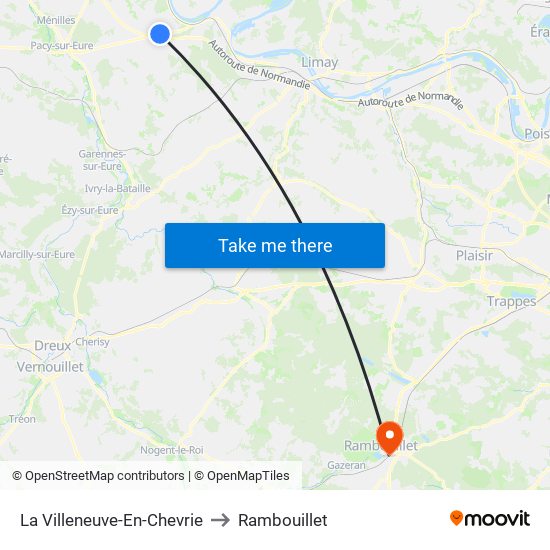 La Villeneuve-En-Chevrie to Rambouillet map