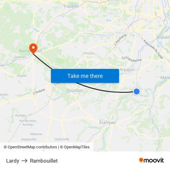 Lardy to Rambouillet map