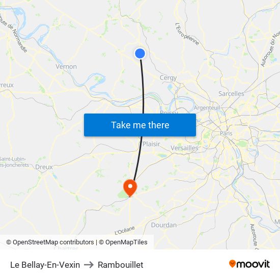 Le Bellay-En-Vexin to Rambouillet map
