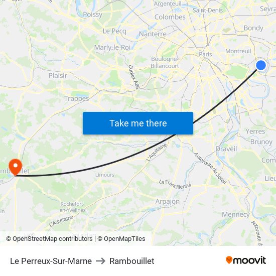 Le Perreux-Sur-Marne to Rambouillet map