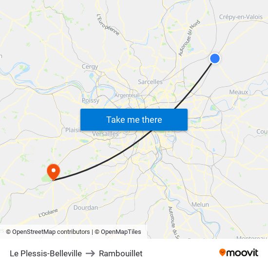 Le Plessis-Belleville to Rambouillet map