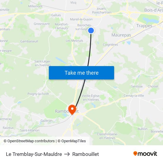Le Tremblay-Sur-Mauldre to Rambouillet map