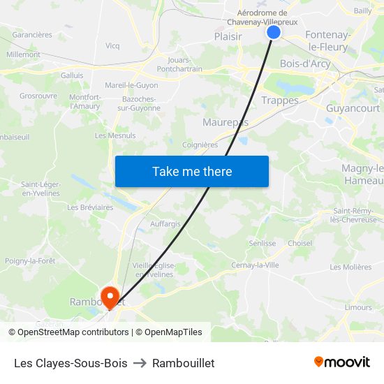 Les Clayes-Sous-Bois to Rambouillet map