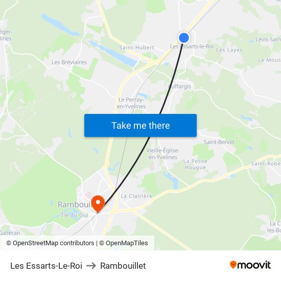Les Essarts-Le-Roi to Rambouillet map
