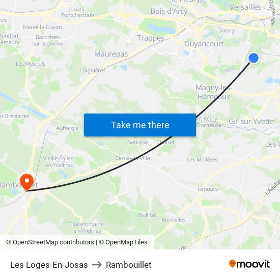 Les Loges-En-Josas to Rambouillet map