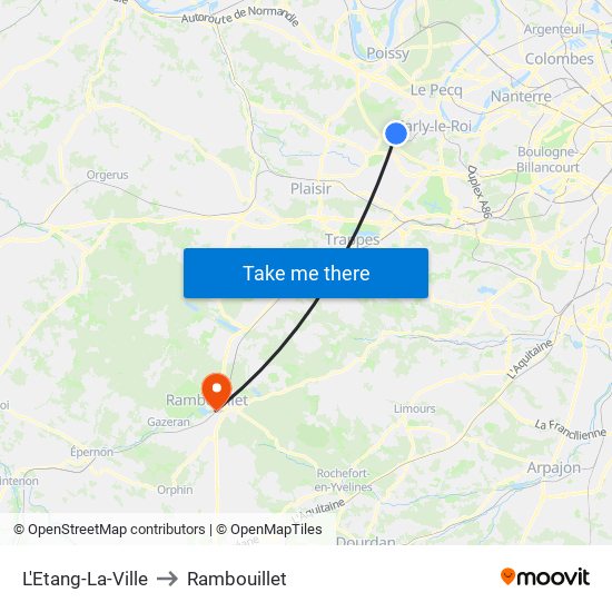L'Etang-La-Ville to Rambouillet map