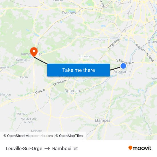 Leuville-Sur-Orge to Rambouillet map