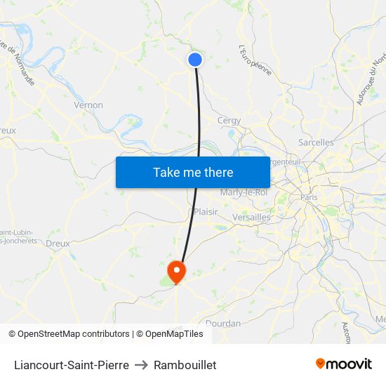 Liancourt-Saint-Pierre to Rambouillet map