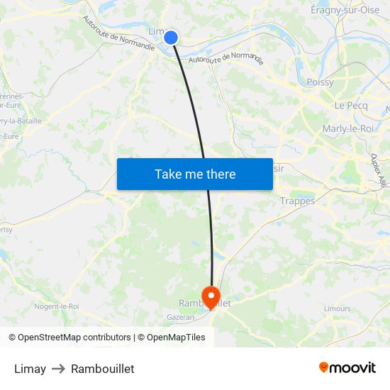 Limay to Rambouillet map