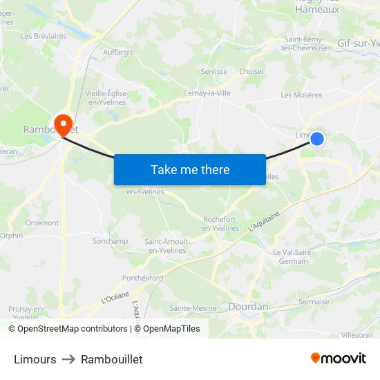 Limours to Rambouillet map
