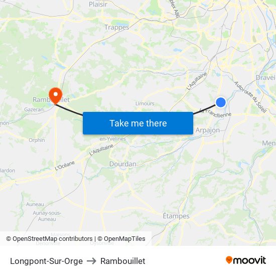 Longpont-Sur-Orge to Rambouillet map