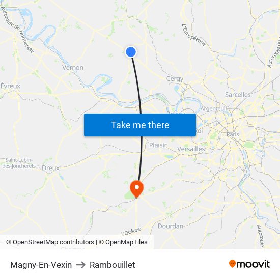 Magny-En-Vexin to Rambouillet map