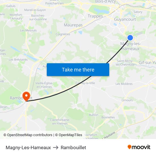 Magny-Les-Hameaux to Rambouillet map