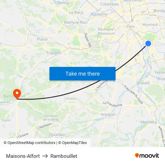 Maisons-Alfort to Rambouillet map