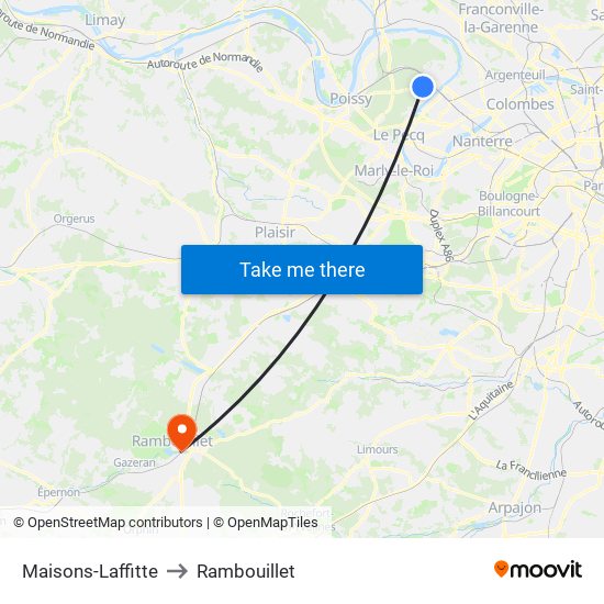 Maisons-Laffitte to Rambouillet map