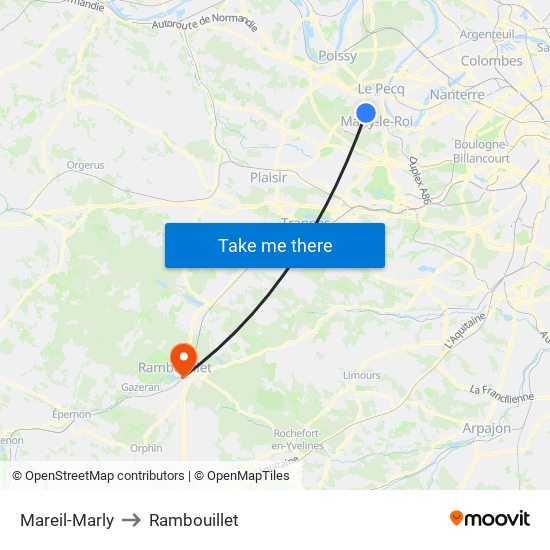 Mareil-Marly to Rambouillet map