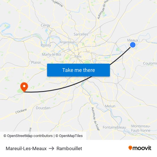 Mareuil-Les-Meaux to Rambouillet map