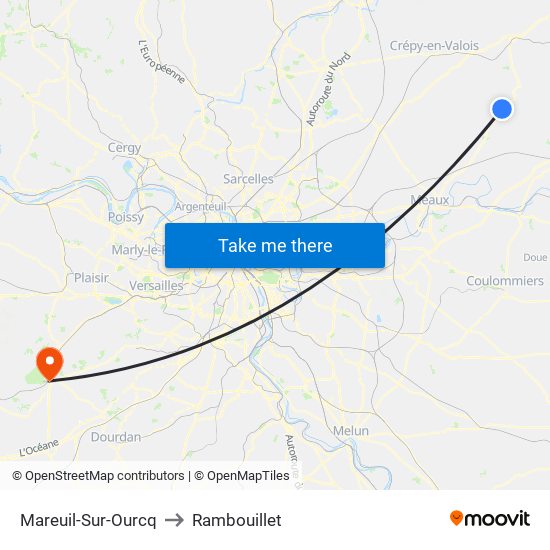 Mareuil-Sur-Ourcq to Rambouillet map
