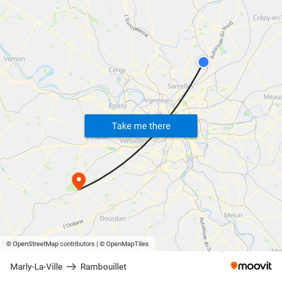 Marly-La-Ville to Rambouillet map