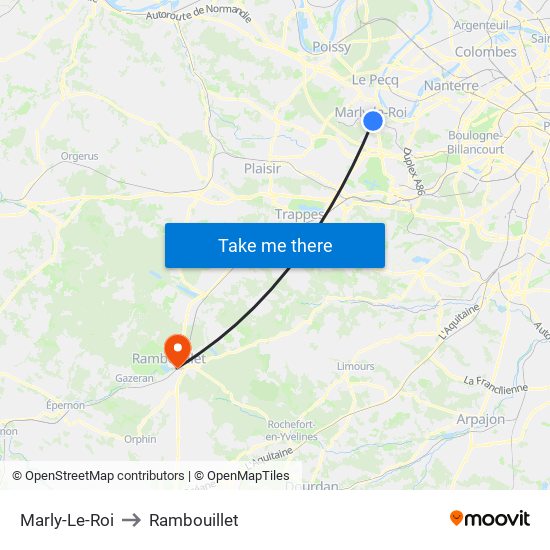 Marly-Le-Roi to Rambouillet map