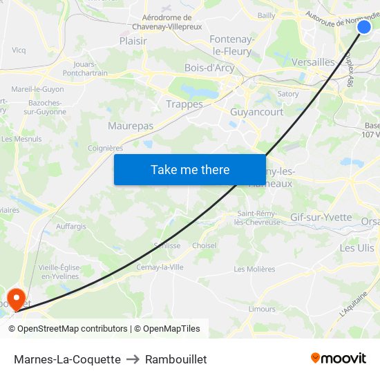 Marnes-La-Coquette to Rambouillet map