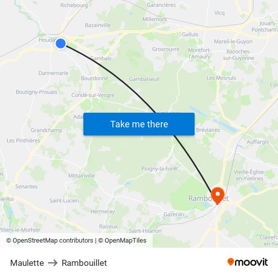 Maulette to Rambouillet map