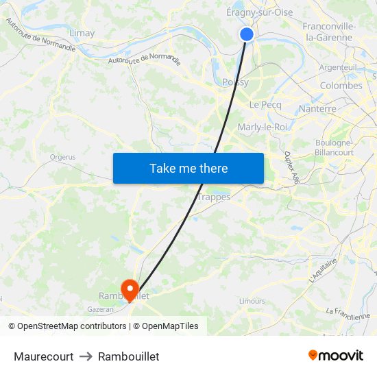 Maurecourt to Rambouillet map
