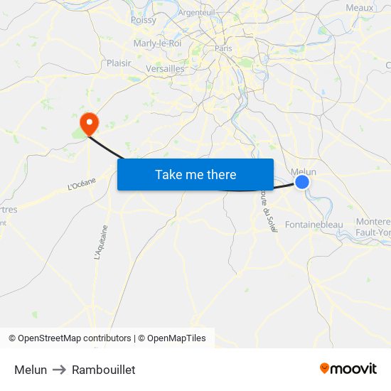 Melun to Rambouillet map
