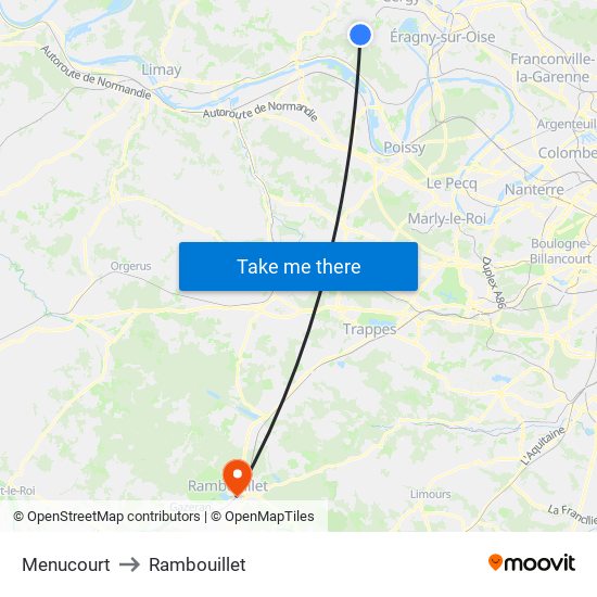 Menucourt to Rambouillet map