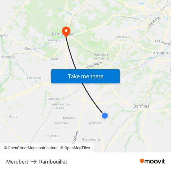 Merobert to Rambouillet map