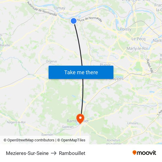 Mezieres-Sur-Seine to Rambouillet map