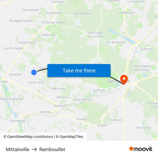 Mittainville to Rambouillet map