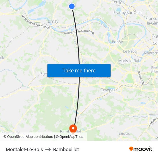Montalet-Le-Bois to Rambouillet map