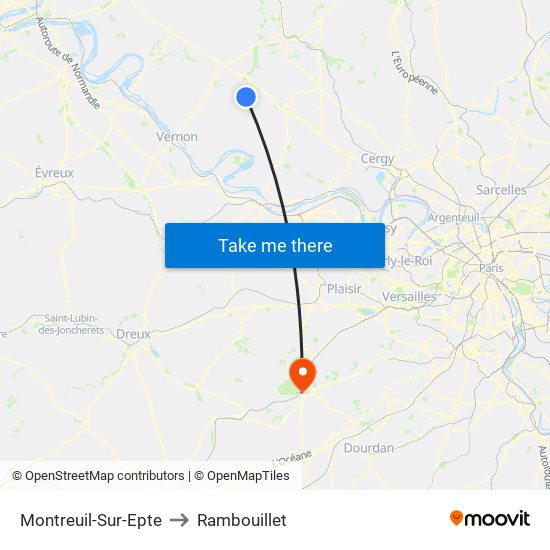 Montreuil-Sur-Epte to Rambouillet map