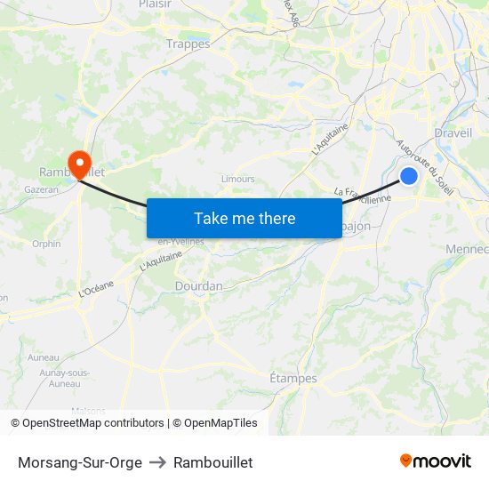 Morsang-Sur-Orge to Rambouillet map