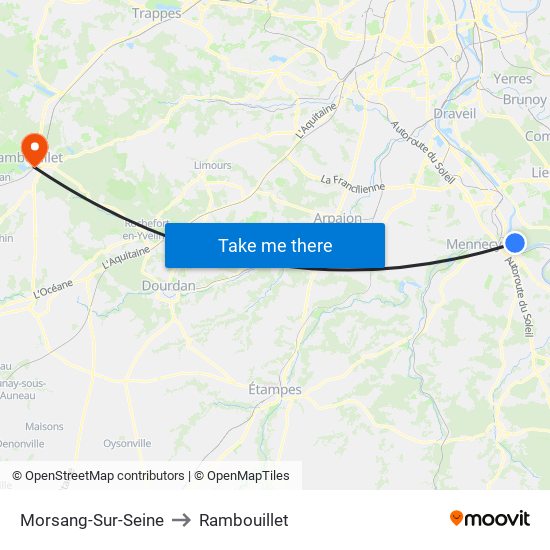 Morsang-Sur-Seine to Rambouillet map