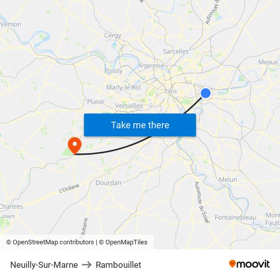 Neuilly-Sur-Marne to Rambouillet map