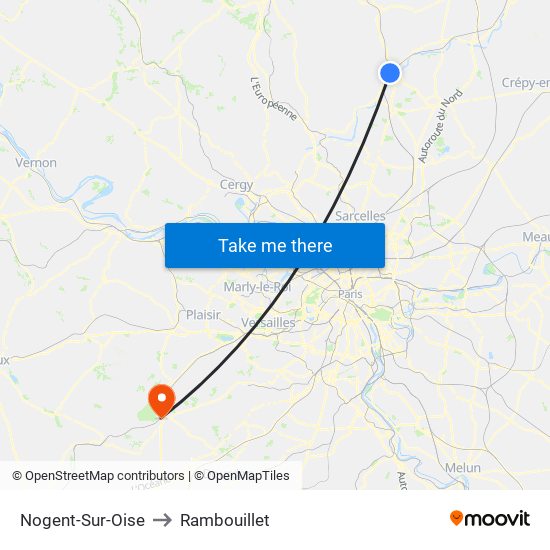 Nogent-Sur-Oise to Rambouillet map