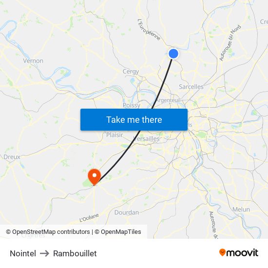 Nointel to Rambouillet map