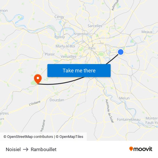 Noisiel to Rambouillet map