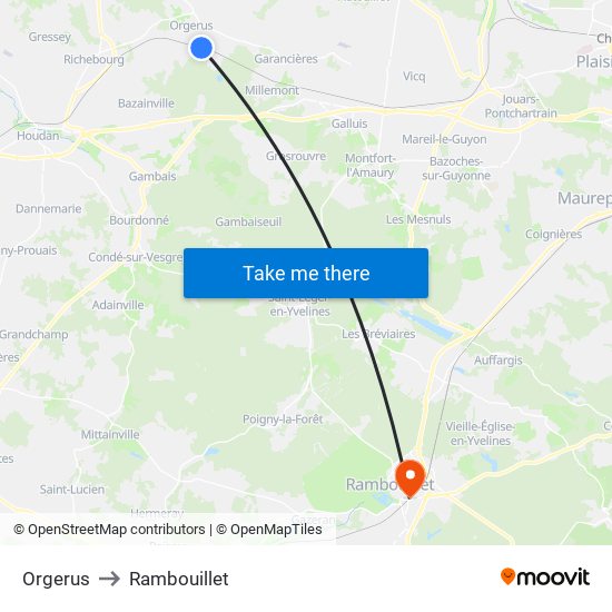 Orgerus to Rambouillet map