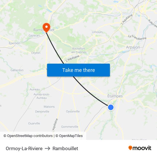 Ormoy-La-Riviere to Rambouillet map