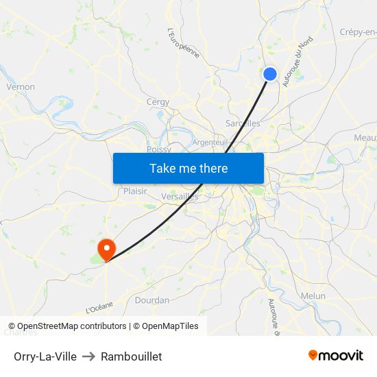 Orry-La-Ville to Rambouillet map