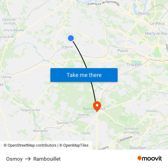 Osmoy to Rambouillet map