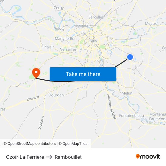Ozoir-La-Ferriere to Rambouillet map