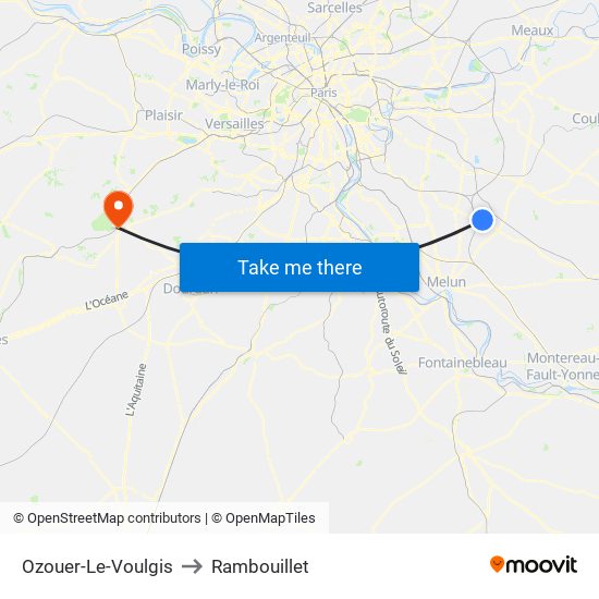 Ozouer-Le-Voulgis to Rambouillet map